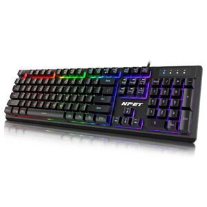 NPET K10 Black Wired Gaming Keyboard LED Backlit Spill-Resistant For Computer PC